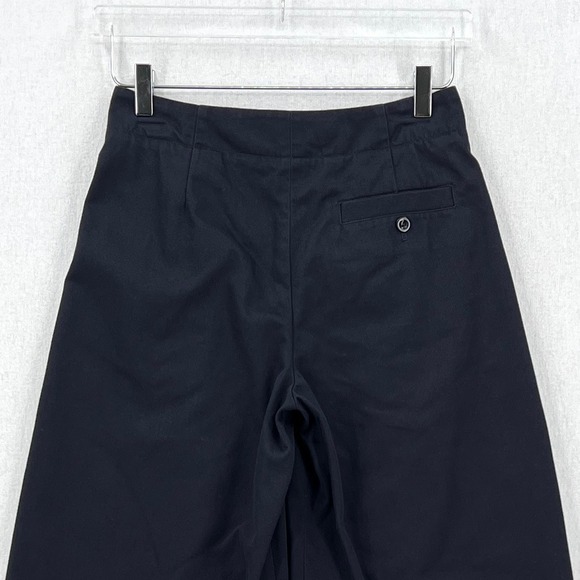 COS Pleated Barrel Leg Chino Pant Women 2 Navy Blue High Rise Crop Ankle Balloon - Picture 10 of 14
